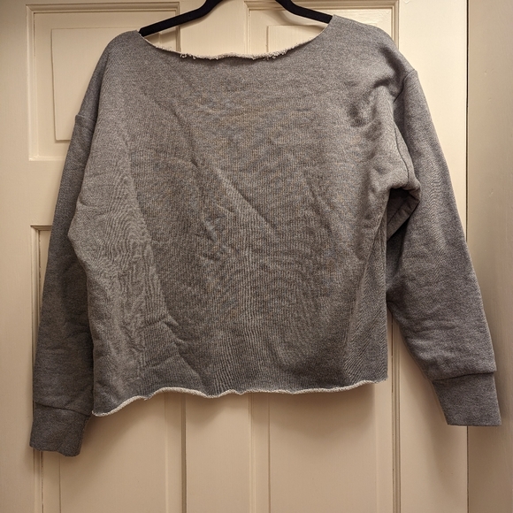 Custom Screen Printed Gray loose Cropped Sweater - Picture 6 of 7